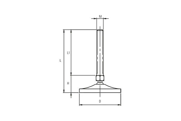 EMX Series Full Stainless Steel Articulated Leveling Feet Technical Drawing