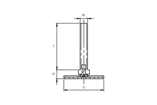 SLX80 Series Rubber Base Stainless Steel Sheet Metal Leveling Feet Technical Drawing