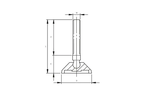EP40 Series 40mm Diameter Polyamide Articulated Machine Feet Technical Drawing