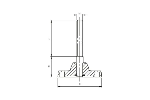 PK12 Series Fixed Bolt Polyamide Feet Technical Drawing