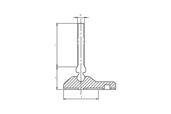 PK85 Series Articulated Polyamide Feet with Threaded Stud Technical Drawing