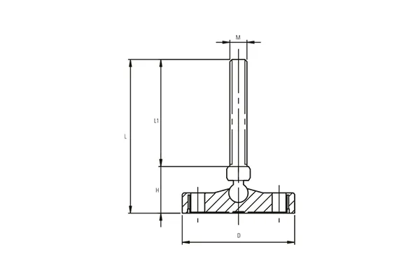 EP105 Series Polyamide Articulated Feet Technical Drawing