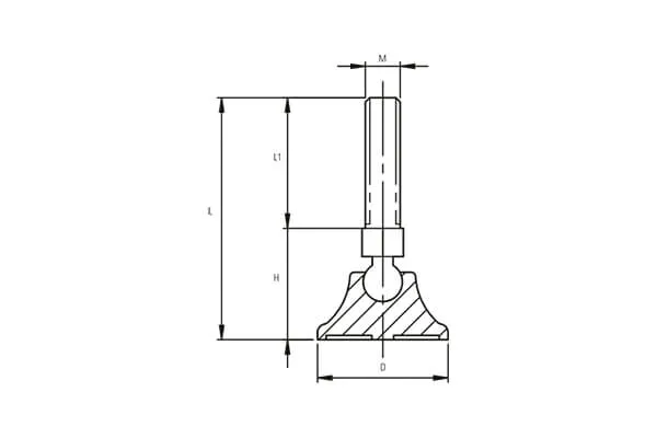 EP60 Series 19-22 Polyamide Articulated Feet Technical Drawing