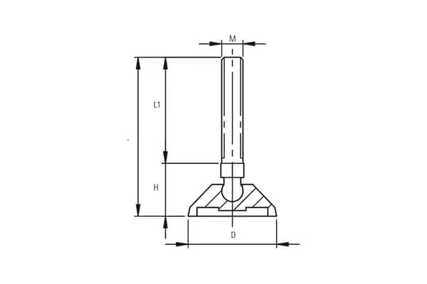 EPX Series 19AK Stainless Steel Bolt Polyamide Feet Technical Drawing