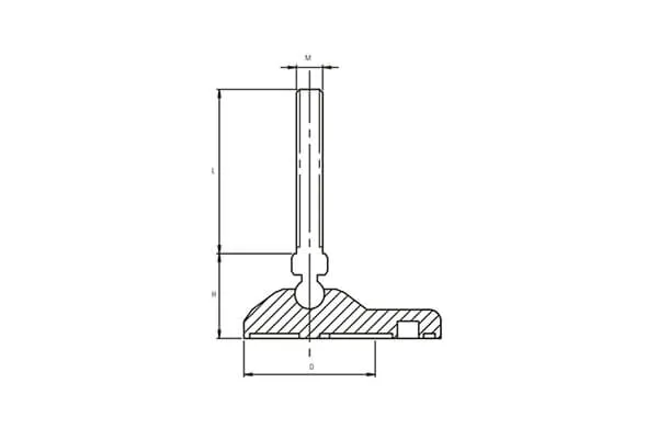 PX Series ZBY Stainless Steel Bolt Polyamide Feet Technical Drawing