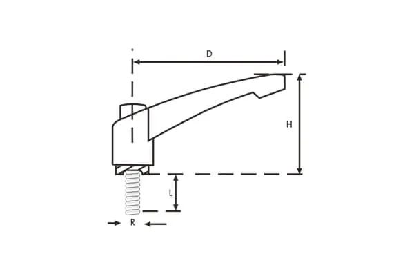 SPT Series Plastic Adjustable Male Handles Technical Drawing
