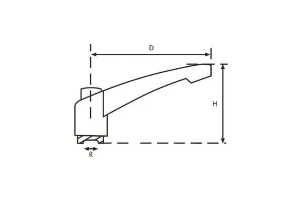 SMT Series Metal Orange Bolt Latching Levers Technical Drawing