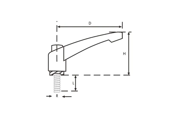SMK Series Metal Adjustable Male Handles Technical Drawing